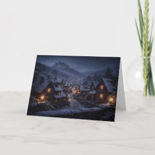 Carte de Noël du Château du Village enneigé