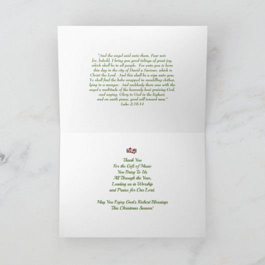 Carte de Noël du chef d'équipe de louanges (Intérieur)