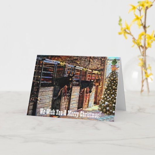 Carte de Noël du Cheval de Grange (Fleur jaune)