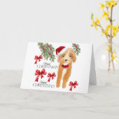 Carte de Noël du chien mignon (Fleur jaune)