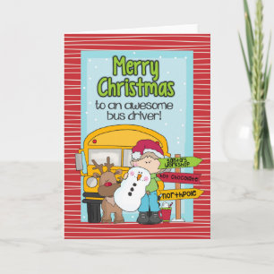 Carte de Noël du conducteur de bus scolaire