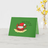 Carte de Noël du crabe Père Noël aux griffes de sa (Fleur jaune)