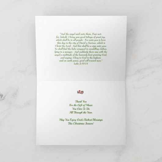 Carte de Noël du directeur du choeur (Intérieur)