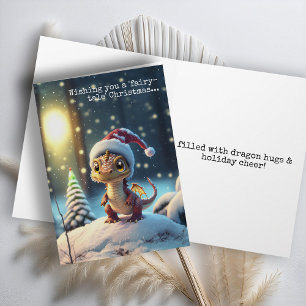Carte de Noël du dragon à fée mignonne