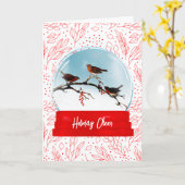 Carte de Noël du Globe des neiges des oiseaux et d (Fleur jaune)