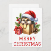 Carte de Noël du joli hérisson (Devant / Derrière)