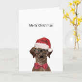 Carte de Noël du Labrador au chocolat (Fleur jaune)