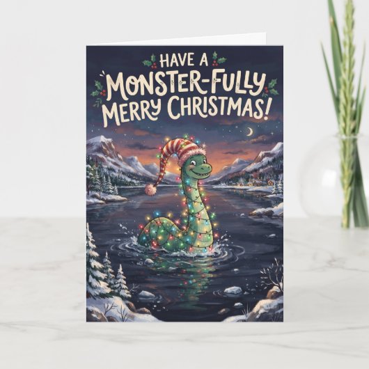 Carte de Noël du Loch Ness Monsterfully Joyeuse (Devant)