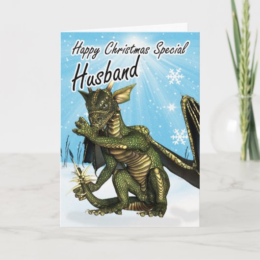 Carte de Noël du mari avec dragon (Devant)