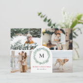 Carte de Noël du Modèle de couronne de monogramme (Debout devant)