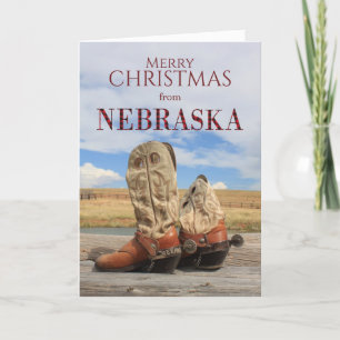 Carte de Noël du Nebraska Cowboy Boot