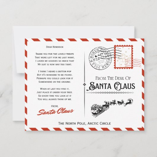 Carte de Noël du Père Noël (Devant)