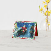 Carte de Noël du Père Noël à moto (Fleur jaune)