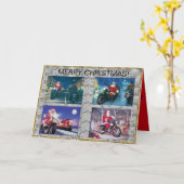 Carte de Noël du Père Noël à moto (Fleur jaune)