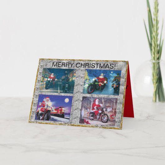 Carte de Noël du Père Noël à moto (Devant)