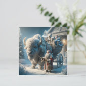 Carte de Noël du Père Noël au bison de Noël (Debout devant)