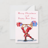 Carte de Noël du Père Noël de Fitness Amusant (Devant)