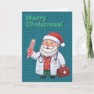 Carte de Noël du Père Noël docteur en médecine