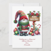 Carte de Noël du Père Noël du mignon Gnome (Devant)