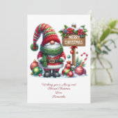 Carte de Noël du Père Noël du mignon Gnome (Debout devant)