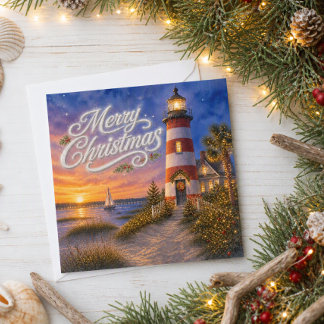Carte de Noël du phare de Harbour Town à Hilton He