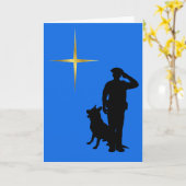 Carte de Noël du policier K-9 Chien Silhouette (Fleur jaune)
