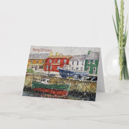 Carte de Noël du port d'hiver (Devant)