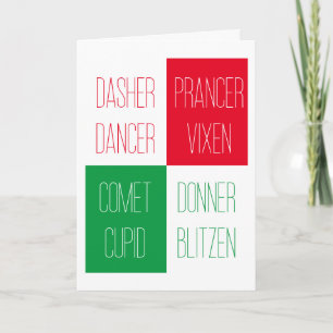 Carte de Noël du RINDEER NOMS
