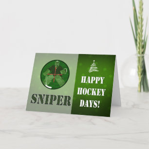 Carte de Noël du sniper de hockey de vision noctur