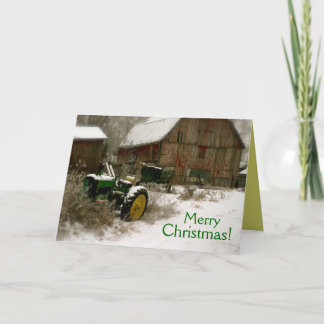 Carte de Noël du tracteur : Tracteur & Panier