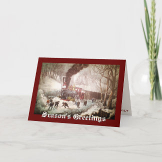 Carte de Noël du train de neige
