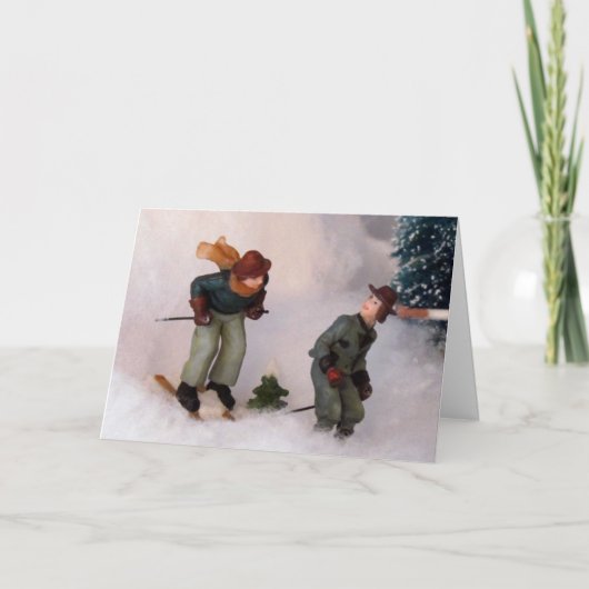 Carte de Noël du village de skieurs (Devant)