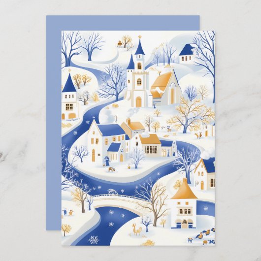 Carte de Noël du village d'hiver enchanteresse (Devant / Derrière)