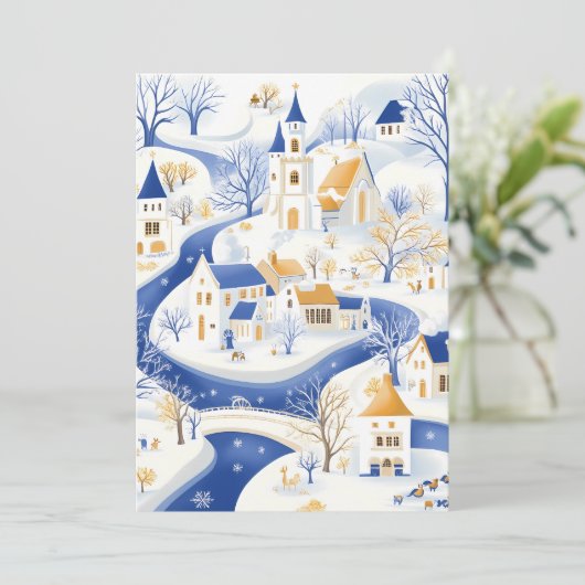 Carte de Noël du village d'hiver enchanteresse (Debout devant)