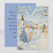 Carte de Noël du village enneigé tranquille (Devant / Derrière)