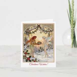 Carte de Noël Échange de Cadeaux de Fées