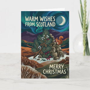 Carte de Noël Écossaise Cozy avec Chat