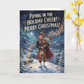 Carte de Noël écossaise de joie festive (Fleur jaune)