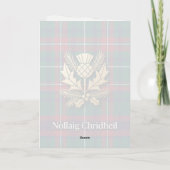 Carte de Noël écossaise Tartan Vert Rouge Chardon (Dos)