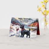 Carte de Noël écossaise, Westie, Scottie (Fleur jaune)