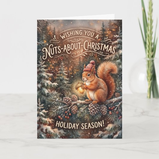 Carte de Noël écureuil fou de Noël (Devant)
