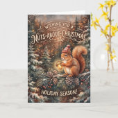 Carte de Noël écureuil fou de Noël (Fleur jaune)