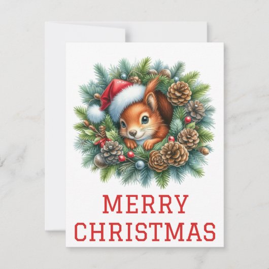 Carte de Noël Écureuil Mignon (Devant)