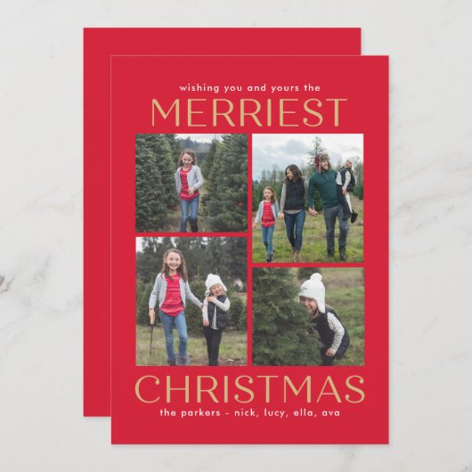 Carte de Noël éditable couleur collage propre et s (Devant / Derrière)