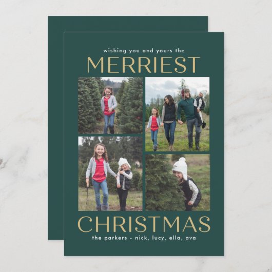 Carte de Noël éditable couleur collage propre et s (Devant / Derrière)