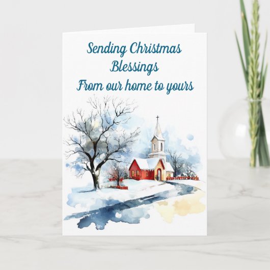 Carte de Noël éditables église d'hiver (Devant)