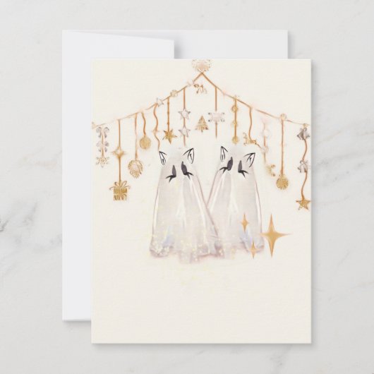 Carte de Noël éffrayant Ghost Cat (Devant)