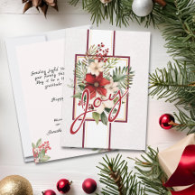 Carte de Noël Elegant Joy avec Bouquet Floral Roug