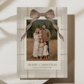 Carte de Noël élégante à carreaux pour photo de fa