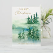 Carte de Noël élégante à l'aquarelle de forêt d'af (Debout devant)